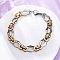 201 Stainless Steel Byzantine Chain Bracelets, with 304 Stainless Steel Clasps, Golden & Stainless Steel Color, 8-3/8 inch(21.4cm)