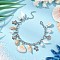 304 Stainless Steel Cable Chains Charm Bracelets, Shell Shape Pendants & Beads & Tibetan Style Alloy Charms Jewlery for Women, Stainless Steel Color, 7-1/4 inch(18.3cm)