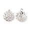 Brass Micro Pave Clear Cubic Zirconia Pendants, Cadmium Free & Nickel Free & Lead Free, Flower Charms, Platinum, 14.5x12.5x4.5mm, Hole: 1.4mm