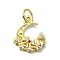 Moon Theme Brass Micro Pave Clear Cubic Zirconia Charms, Cadmium Free & Nickel Free & Lead Free, with Jump Ring, Real 18K Gold Plated, Triangle, 14.5x11.5x2mm, Hole: 3mm