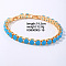 Hip-hop Brass Micro Cubic Zirconia Link Chain Bracelets for Men and Women, Deep Sky Blue, 7-5/8 inch(19.5cm)