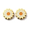 304 Stainless Steel Beads, with Enamel, Daisy, Real 14K Gold Plated, 9.5x2.5mm, Hole: 1.4mm