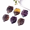 Natural Colorful Fluorite Owl Carved Pendants, Animal Charms, 39x26x9mm, Hole: 1mm