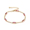 Rectangle Cubic Zirconia Chain Bracelets, Real 18K Gold Plated Brass Jewelry for Women, Cadmium Free & Nickel Free & Lead Free, Flamingo, 6-1/2 inch(16.5cm)