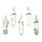 Natural Howlite Pointed Pendants, with Platinum Tone Brass Findings, Bullet, 39.5x12x11.5mm, Hole: 4.5x2.8mm