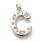 Brass Micro Pave Clear Cubic Zirconia Pendants, with Jump Ring, Lead Free and Cadmium Free, Long-Lasting Plated, Rack Plating, Letter Charms, Platinum, Letter C, 20.5x14x2.7mm, jump ring: 5x1mm, 3mm inner diameter.