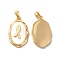Brass Pendants, Oval Charms with Natural Shell, Real 18K Gold Plated, 22.5x14x3mm, Hole: 2x4.2mm