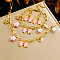 Resin Pendant Necklace & Hoop Earring & Charm Bracelet, 304 Stainless Steel Enamel Jewelry Sets, Golden, Bowknot, 400mm & 170mm & 27x19mm