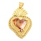 Rack Plating Brass Pendants, with Glass, Long-Lasting Plated, Cadmium Free & Lead Free, Strawberry Charms, Dark Orange, 30x21x6.5mm, Hole: 4x3.5mm