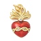 Brass Micro Pave Cubic Zirconia Pendants, with Enamel, Heart Charms, Lead Free & Cadmium Free, Long-Lasting Plated, with Jump Ring, Real 18K Gold Plated, 21x12.5x5mm