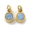Glass Pendants, with 304 Stainless Steel Findings, Flat Round, Real 14K Gold Plated, 5.5x4x3mm, Hole: 1.6mm
