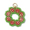 Seed Beads Beaded Charms, Flower Pendants, Light Green, 23x22x3mm, Hole: 3.4mm