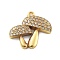 Brass Micro Pave Cubic Zirconia Pendants, Cadmium Free & Nickel Free & Lead Free, Mushroom Charms, Real 18K Gold Plated, Clear, 18.5x19.5x3mm, Hole: 1.6mm