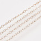 Iron Cable Chains, Soldered, with Spool, Flat Oval, Rose Gold, 2x1.5x0.3mm, about 100yard/roll
