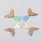 Opaque Resin & Walnut Wood Pendants, Mermaid Fishtail Shape, Mixed Color, 39x28x3mm, Hole: 2mm
