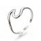 Non-Tarnish 304 Stainless Steel Sea Wave Cuff Rings, Open Rings for Women Girls, Stainless Steel Color, US Size 7(17.9mm)