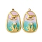 304 Stainless Steel Enamel Pendants, with ABS Plastic Imitation Pearl, Bird, PVD Vacuum Plating, Real 18K Gold Plated, Green, 25.5x15x3.5mm, Hole: 1.5mm