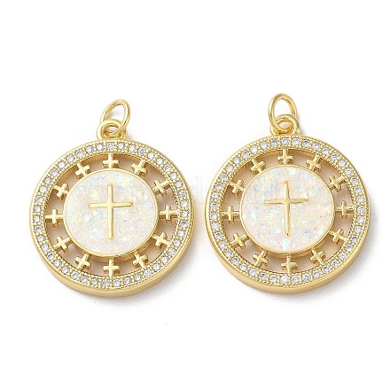 Латунные микропаве прозрачные подвески с фианитом KK-C045-10G-1