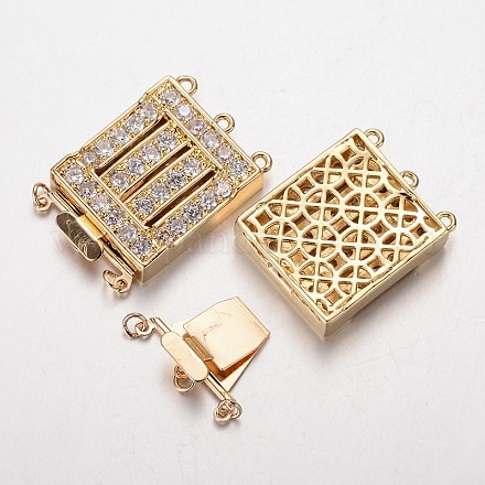 Латунь кубического циркония коробка застежками ZIRC-O020-06G-NR-1