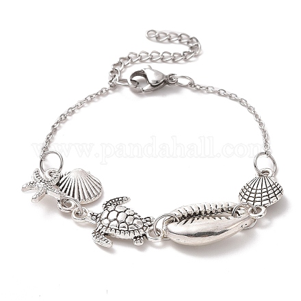 Браслет из сплава ракушек BJEW-JB09354-1