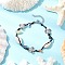 Natural & Synthetic Gemstone Chip Beads & Cowrie Shell Beads Braided Bead Bracelets, Tibetan Style Alloy Beads Bracelets, Turtle, 7-1/2 inch(19cm)