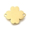Ion Plating(IP) 304 Stainless Steel Links Connector Charms, Clover, Real 14K Gold Plated, 10x12.5x1mm, Hole: 1mm