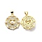 Brass Clear Cubic Zirconia Pendants, Cadmium Free & Lead Free, with ABS Plastic Imitation Pearl, Flat Round with Heart Charms, Real 18K Gold Plated, 21.5x19.5x5mm, Hole: 3.5x4.5mm