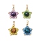 Natural Tiger Eye & Handmade Glass Seed Beaded Star Pendants, with 304 Stainless Steel Snap on Bails, Golden, Mixed Dyed and Undyed, Mixed Color, 18x17x8mm, Hole: 6x2.8mm