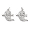 Halloween Rack Plating Brass Micro Pave Clear Cubic Zirconia Pendants, with Jump Ring, Long-Lasting Plated, Cadmium Free & Lead Free, Ghost, Platinum, 15x15x4mm, Hole: 2mm