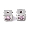 Brass Cubic Zirconia Beads, Cadmium Free & Nickel Free & Lead Free, Square, Platinum, Violet, 4.5x5.5x5.5mm, Hole: 1.2mm