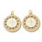Brass Micro Pave Clear Cubic Zirconia Pendants, with Synthetic Opal and Jump Ring, Real 18K Gold Plated, Cross, Flat Round, Cadmium Free & Lead Free, 23x20x3mm, Hole: 3.6mm