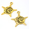 Tibetan Style Alloy Pendants, Star with Moon & Sun, Cadmium Free & Lead Free, Antique Golden, 32.5x30x2.2mm, Hole: 2.8mm, about 245pcs/500g