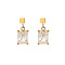 Fashionable stainless steel earrings with rectangular zirconia studs and diamond inlays.