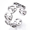 Non-Tarnish 304 Stainless Steel Peace Sign Open Cuff Ring for Women, Stainless Steel Color, US Size 6 1/4(16.7mm)