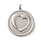 Non-Tarnish 304 Stainless Steel Pendants, Stainless Steel Color, Flat Round, Heart, 31x25x2mm, Hole: 4mm