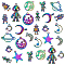 PandaHall 15 Styles Celestial Charms, Rainbow Moon Star Spaceman Robots Charms Cool Universe Theme Pendants for Earrings Necklace Bracelet Jewelry Making, 30pcs