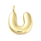 Rack Plating Brass Balloon Letter Pendants, Cadmium Free & Lead Free, Long-Lasting Plated, Real 18K Gold Plated, Letter U, 18.5x14.5x4.5mm, hole: 2.5mm