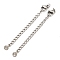 Tarnish Resistant 304 Stainless Steel Curb Chain Extender, End Chains with Lobster Claw Clasps and Flat Round Chain Tabs, Stainless Steel Color, 70mm