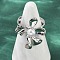 Brass Cuff Rings for Women, with ABS Plastic Imitation Pearls Beads, Flower, Rack Plating, Long-Lasting Plated, Lead Free & Cadmium Free, Platinum, Flower: 22x20mm, Inner Diameter: 17mm