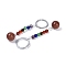 Synthetic Goldstone Round Beaded Keychain, with Iron Rings, 95~96mm