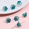 10Pcs Gradient Color Transparent Glass Bead Caps, Six-Petal Flowers, Orchid, Teal, 12x7mm
