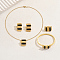 Rectangle Stainless Steel & Plastic Bracelets & Earrings & Necklaces & Rings Sets for Women, Black