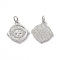 Rack Plating Brass Micro Pave Clear Cubic Zirconia Pendants, Long-Lasting Plated, Lead Free & Cadmium Free, with Jump Ring, Rhombus with Cross Charm, Platinum, 17x15x2mm, Hole: 3mm