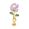 Brass Fold Over Clasps, Cadmium Free & Nickel Free & Lead Free, with Natural Pearl and Enamel, Flower, Real 18K Gold Plated, 43mm