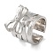 Brass Micro Pave Cubic Zirconia Bowknot Open Cuff Wide Rings for Women, Cadmium Free & Lead Free, Platinum, 20mm, Adjustable