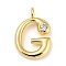 Rack Plating Brass Micro Pave Cubic Zirconia Pendants, Cadmium Free & Lead Free, Long-Lasting Plated, Real 18K Gold Plated, Letter G, 22x15x5mm, Hole: 2.8mm