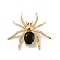 Brass Micro Pave Cubic Zirconia Pendants, Cadmium Free & Lead Free, Long-Lasting Plated, Spider, Real 18K Gold Plated, 29.5x34x10mm, Hole: 1.8mm