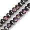 Electroplate Transparent Glass Beads Strands, Pumpkin, Faceted, Black Plated, Black, 8x6mm, Hole: 1.2mm, about 78~81pcs/strand, 18.50''(47cm)