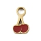304 Stainless Steel Enamel Charms, Golden, Cherry, 9x5.5x1mm, Hole: 2mm