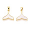 Brass Shell Pendants, Cadmium Free & Lead Free, Fishtail, Real 18K Gold Plated, 19x18.5x2mm, Hole: 5.5mm